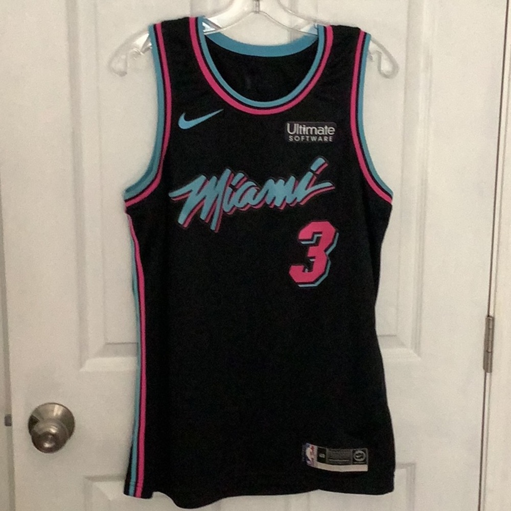 Nike Black Miami Heat Jersey with Pink & Aqua Accents - #3